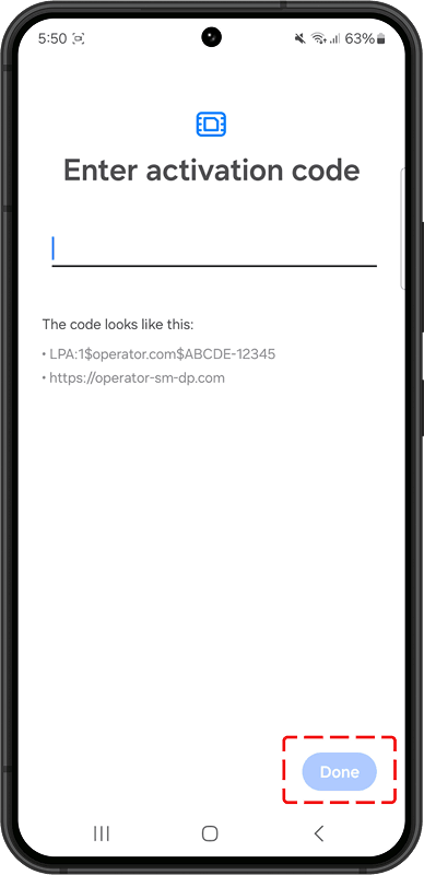 6. Enter activation code