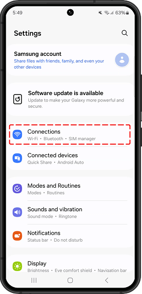1. Open settings menu