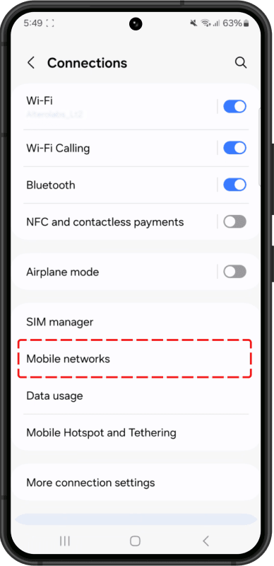 11. Navigate to Connections menu