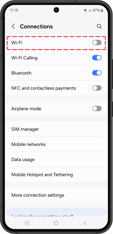 13. Turn off “WiFi”